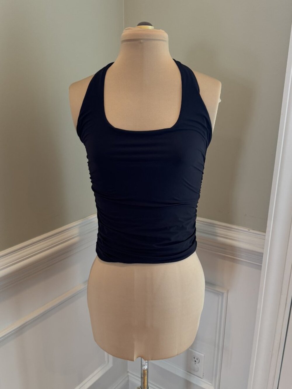 Suuksess Black Halter Top with Front Ruching - Size M